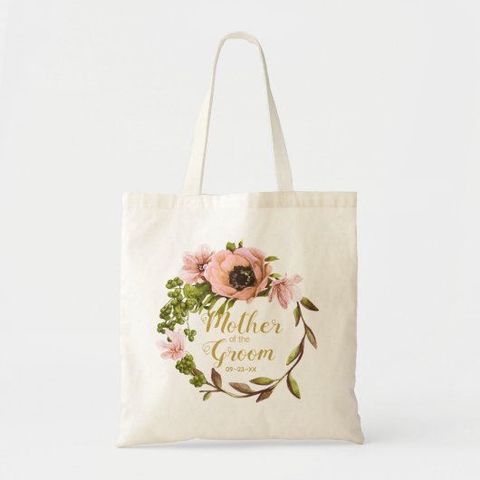 Pink Peony Wreath Moeder van de Groom ID456 Tote Bag (Voorkant)