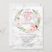 Pink Peony Wreath Roos Gold Marble Surprise 95th Kaart (Voorkant)