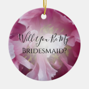 Pink Peony zal je mijn Bridesmaid zijn Keramisch Ornament