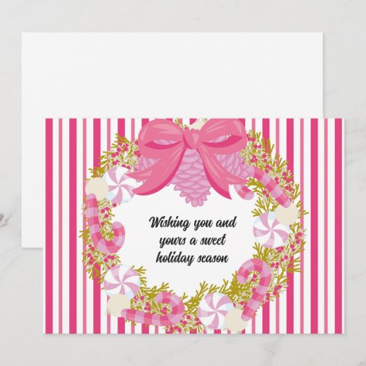 Pink Peppermint Christmas Kaart (Voorkant / Achterkant)