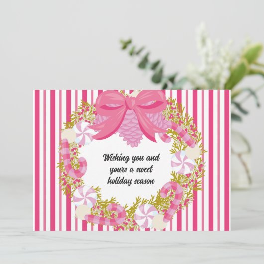 Pink Peppermint Christmas Kaart (Staand voorkant)