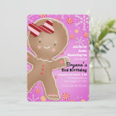 Pink Peppermint Gingerbread Man Vakantie Verjaarda Kaart (Staand voorkant)