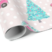 Pink Peppermint Gnome kerstboom Patroon Cadeaupapier (Rol Hoek)