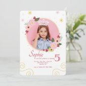 Pink Perfection Foto Birthday Uitnodiging (Staand voorkant)