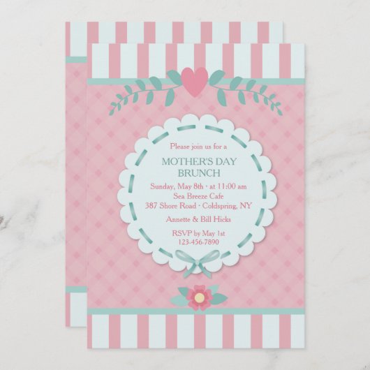Pink Perfection Moederdag Invitation Kaart (Voorkant / Achterkant)