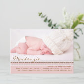 Pink Perfection Photo Birth Announement Aankondiging (Staand voorkant)