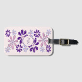 Pink Periwinkle Indigo Flower Doodle Uw Initialen Bagagelabel (Voorkant (horizontaal))