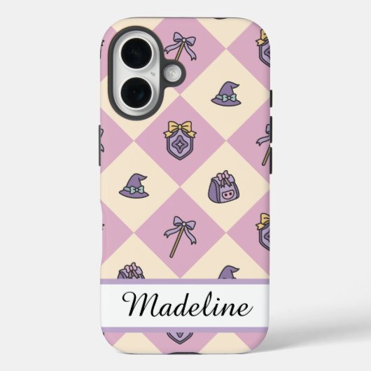 Pink Personalized Girly Checkered Case-Mate iPhone Case (Achterkant)