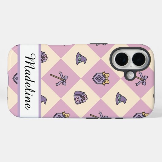 Pink Personalized Girly Checkered Case-Mate iPhone Case (Achterkant (horizontaal))