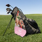 Pink Personalized Name Monogram 4 Photo Golfhanddoek (Groen)
