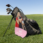 Pink Personalized Name Monogram Photo Golfhanddoek (Groen)