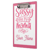Pink Personalized "Sassy Moma" Klembord (Links)
