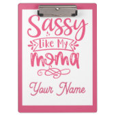 Pink Personalized "Sassy Moma"  Klembord (Voorkant)