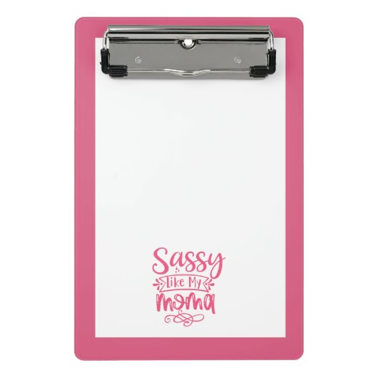 Pink Personalized "Sassy Moma"  Mini Klembord (Voorkant)