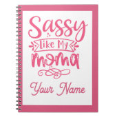 Pink Personalized "Sassy Moma"  Notitieboek (Voorkant)