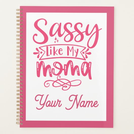 Pink Personalized "Sassy Moma" Planner (Voorkant)