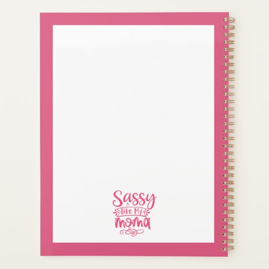 Pink Personalized "Sassy Moma" Planner (Achterkant)
