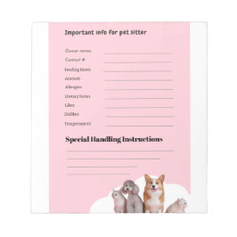 Pink Pet Sitter Intake Form Notitieblok