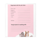 Pink Pet Sitter Intake Notitieblok (Voorkant)