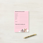 Pink Pet Sitter Intake Notitieblok Post-it® Notes (Op bureau)