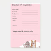 Pink Pet Sitter Intake Notitieblok Post-it® Notes (Voorkant)