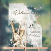 Pink Petal Bubbly Brunch Vrijgezellenfeest Welkom Acryl Bord (Neutraal)