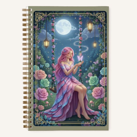 Pink Petal Gown & Glowing Butterfly Fairy Journal Notitieboek (Voorkant)