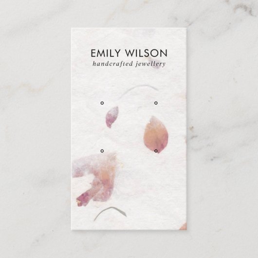 PINK PETAL HANDMADE PAPIER 2 STUD EARRING DISPLAY VISITEKAARTJE (Voorkant)