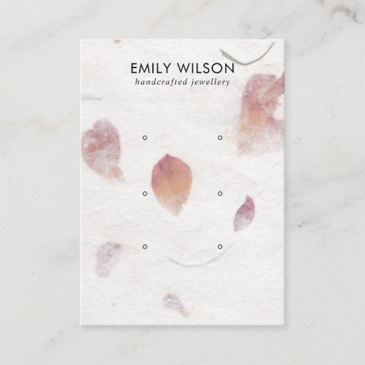 PINK PETAL HANDMADE PAPIER 3 STUD EARRING DISPLAY VISITEKAARTJE (Voorkant)