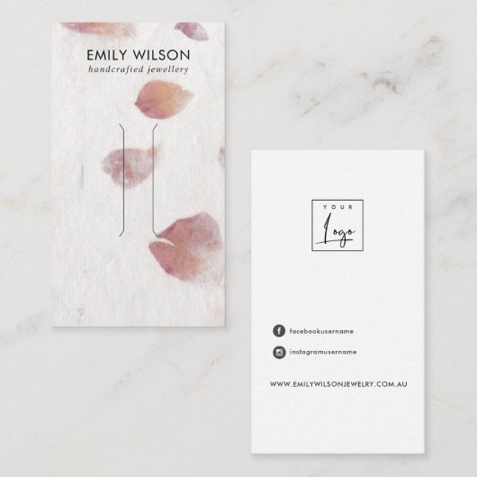 PINK PETAL HANDMADE PAPIER HAIR CLIP DISPLAATS KAA VISITEKAARTJE (Voorkant / Achterkant)