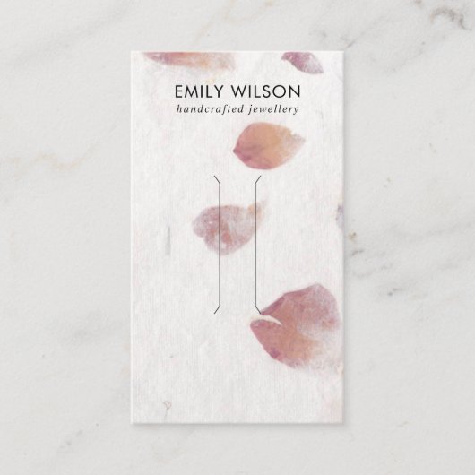 PINK PETAL HANDMADE PAPIER HAIR CLIP DISPLAATS KAA VISITEKAARTJE (Voorkant)