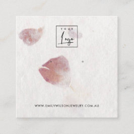 PINK PETAL HANDMADE PAPIER STUD EARRING DISPLAY VIERKANTE VISITEKAARTJE