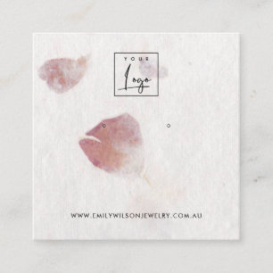 PINK PETAL HANDMADE PAPIER STUD EARRING DISPLAY VIERKANTE VISITEKAARTJE