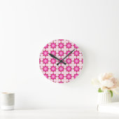 Pink Petal Mosaic pattern Ronde Klok (Huis)