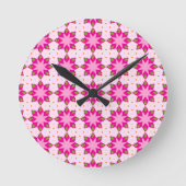 Pink Petal Mosaic pattern Ronde Klok (Voorkant)
