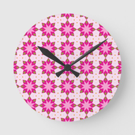 Pink Petal Mosaic pattern Ronde Klok (Voorkant)