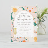 Pink Petals en Prosecco Vrijgezellenfeest Party Kaart (Staand voorkant)