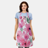 Pink Petals | Watercolor Floral Painted Flowers Schort (Gedragen)