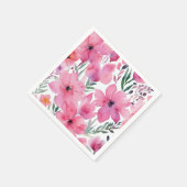 Pink Petals | Watercolor Floral Painted Flowers Servet (Hoek)