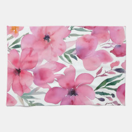 Pink Petals | Watercolor Floral Painted Flowers Theedoek