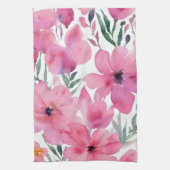 Pink Petals | Watercolor Floral Painted Flowers Theedoek (Verticaal)