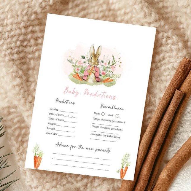 Pink Peter Rabbit Baby Shower Baby Prediction Game (Creator heeft geüpload)