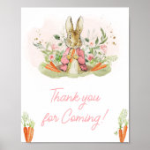Pink Peter Rabbit Baby shower Bedankt voor je koms Poster (Voorkant)