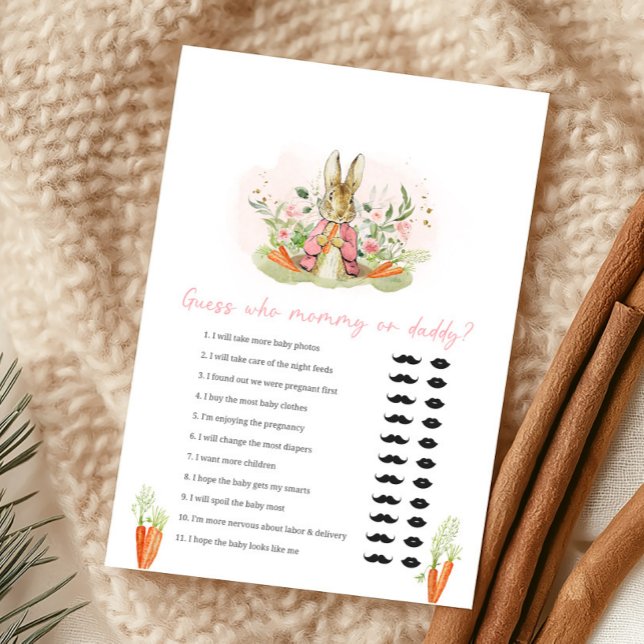 Pink Peter Rabbit Baby Shower Guess Who Game (Creator heeft geüpload)