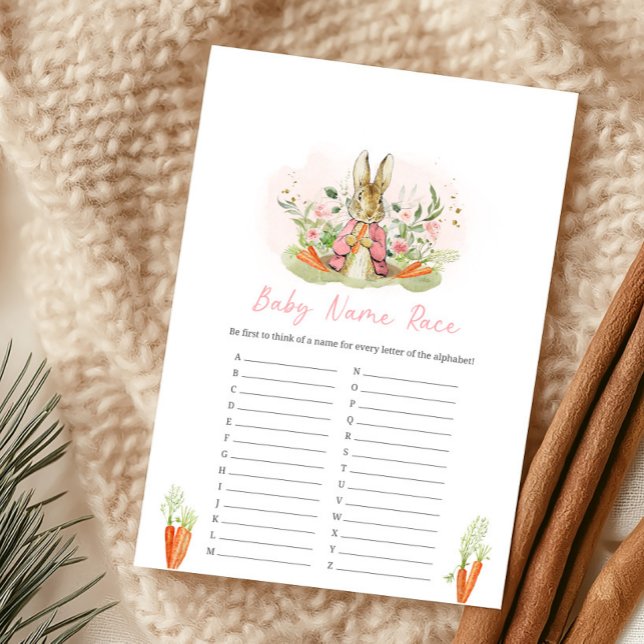 Pink Peter Rabbit Baby Shower Name Race Game (Creator heeft geüpload)