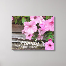 Pink Petunias Family Quote Canvas Afdruk