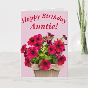 Pink Petunias Floral Birthday Kaart voor tante