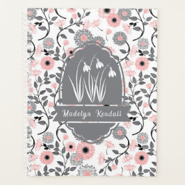 Pink & Pewter Laurentian Floral Custom Name Planner
