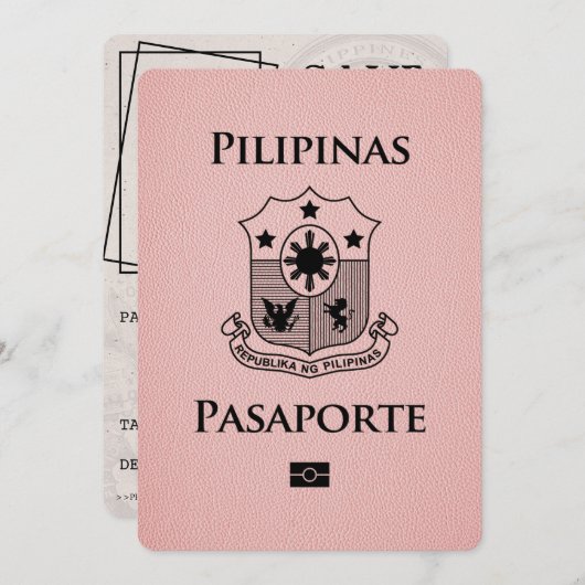 Pink Philippines Passport Bewaar de datum Save The Date (Voorkant / Achterkant)