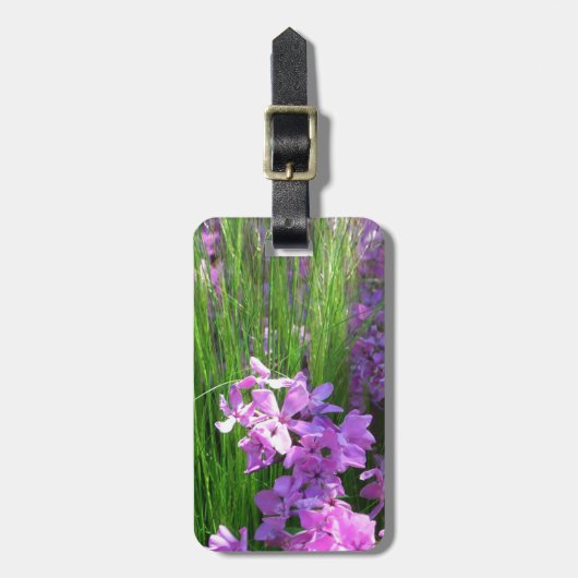 Pink Phlox en Grass Summer Floral Bagagelabel (Voorkant verticaal)